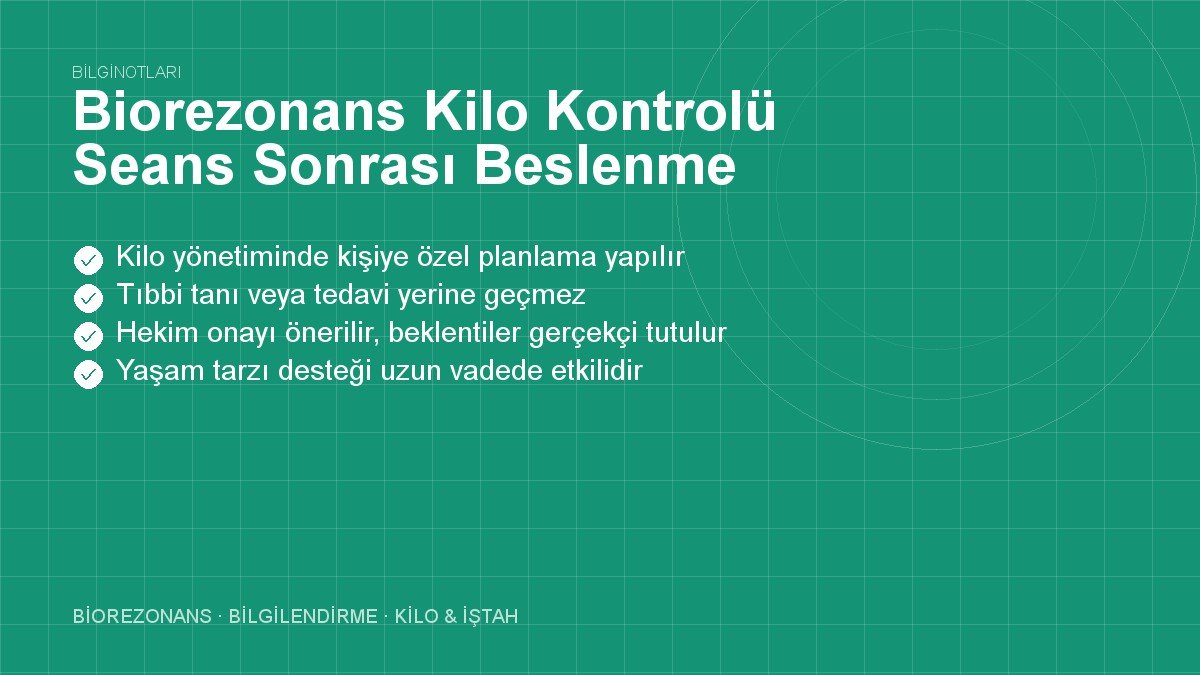 Biorezonans Kilo Kontrolü Seans Sonrası Beslenme