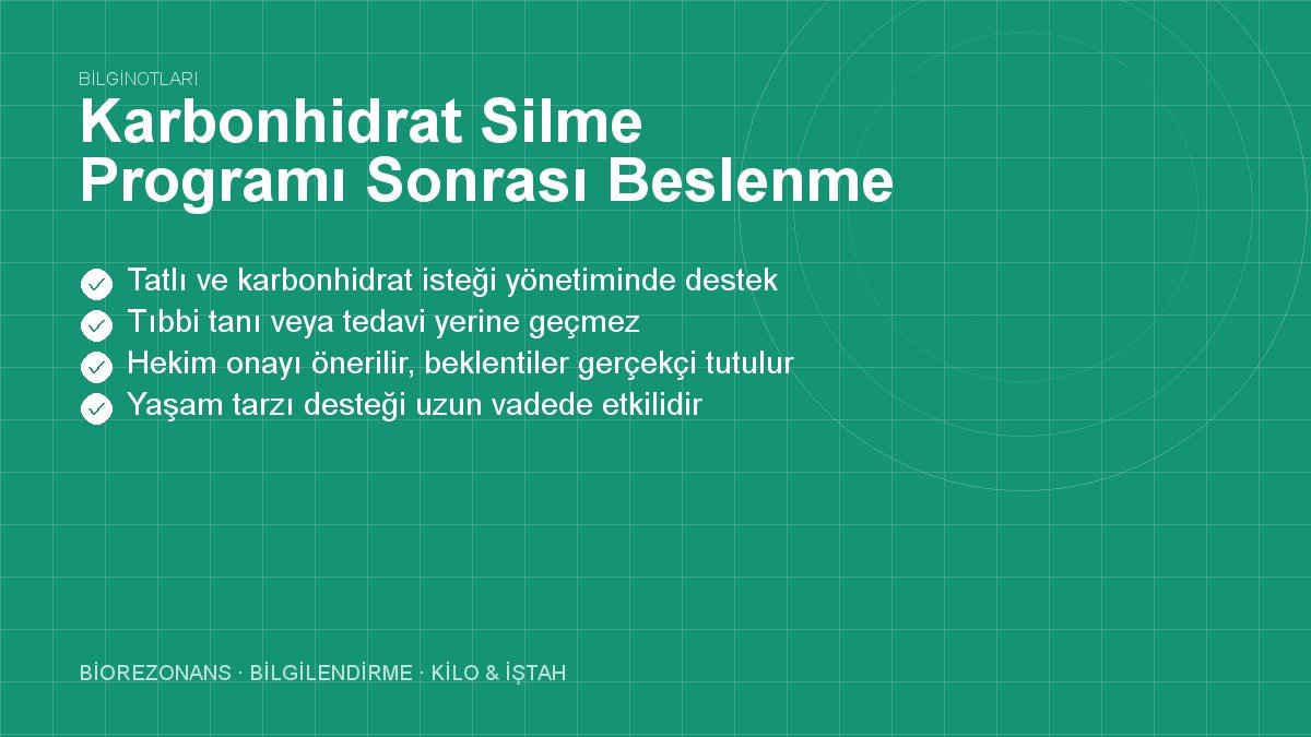 Karbonhidrat Silme Programı Sonrası Beslenme Düzeni