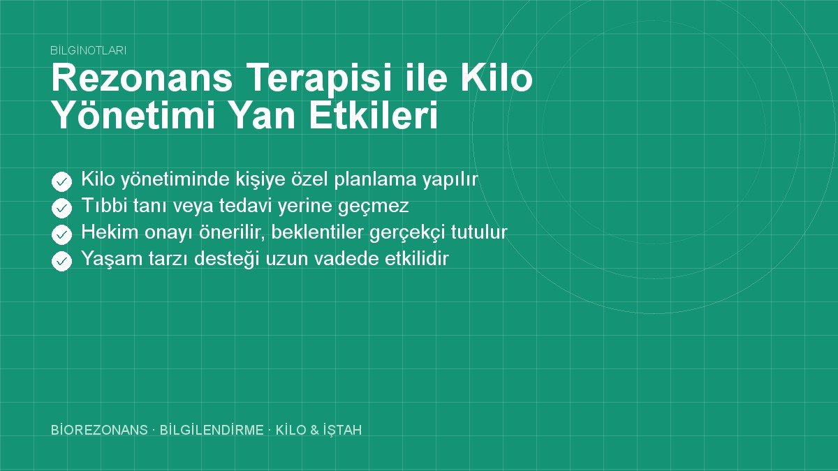 Rezonans Terapisi ile Kilo Yönetimi Yan Etkileri