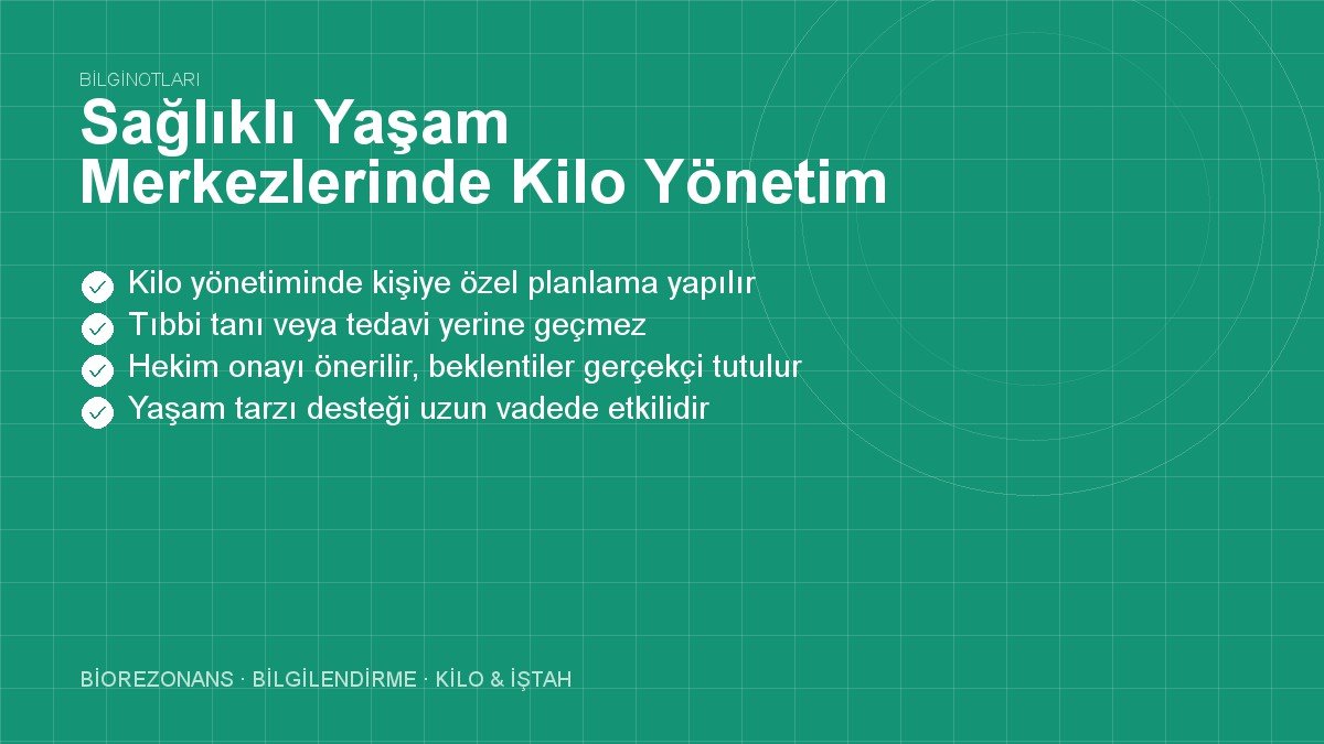 Sağlıklı Yaşam Merkezlerinde Kilo Yönetim Seansları